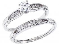 14K White Gold Qpid .31 Ct Diamond Bridal Ring Set