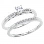 14K White Gold Qpid .33 Ct Diamond Gallery Bridal Ring Set