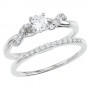 14K White Gold Qpid .50 Ct Diamond Ribbon Bridal Ring Set