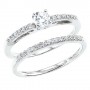 14K White Gold Qpid .50 Ct Diamond Single Row Bridal Ring Set