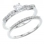 14K White Gold Qpid .50 Ct Diamond Crown Bridal Ring Set