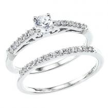 14K White Gold Qpid .50 Ct Diamond Bridal Ring Set