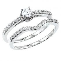 14K White Gold Qpid .71 Ct Diamond Tulip Bridal Ring Set