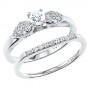 14K White Gold Qpid .50 Ct Diamond Pear Bridal Ring Set