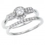 14K White Gold Qpid .50 Ct Diamond Halo Bridal Ring Set