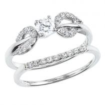 14K White Gold Qpid .50 Ct Diamond Circle Bridal Ring Set