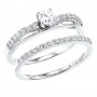 14K White Gold Qpid .50 Ct Diamond Double Shoulder Bridal Ring Set