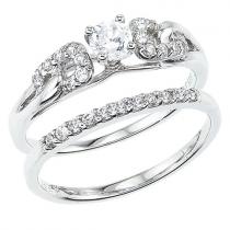 14K White Gold Qpid .50 Ct Diamond Bridal Set