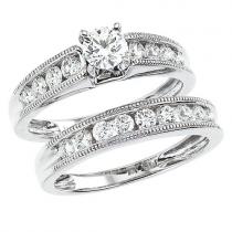14K White Gold Qpid 1.33 Ct Diamond Bridal Ring Set