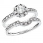 14K White Gold Qpid .58 Ct Diamond Round Bridal Ring Set