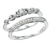 14K White Gold Qpid .16 Ct Diamond Bridal Ring Set