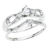 14K White Gold Qpid .33 Ct Diamond Open Bridal Ring Set