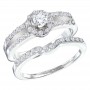 14K White Gold Qpid .82 Ct Diamond Double Row Halo Bridal Ring Set