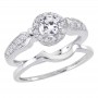14K White Gold Qpid .83 Ct Diamond Halo Bridal Ring Set