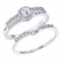 14K White Gold Qpid .44 Ct Diamond Halo Bridal Ring Set