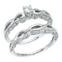 14K White Gold Qpid .33 Ct Diamond Bridal Ring Set