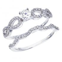 14K White Gold Qpid .54 Ct Diamond Figure 8 Bridal Ring Set