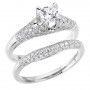 14K White Gold Qpid .96 Ct Diamond Pave Bridal Ring Set