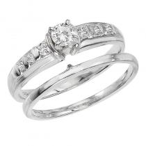 14K White Gold Qpid .35 Ct Diamond Bridal Ring Set