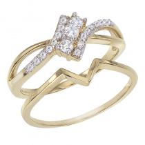 14K Yellow Gold Qpid .23 Ct Diamond Bypass Bridal Ring Set