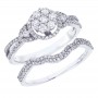 14K White Gold Qpid .65 Ct Diamond Halo Bridal Ring Set