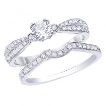 14K White Gold Qpid .63 Ct Diamond Bridal Ring Set