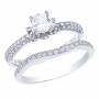 14K White Gold Qpid .75 CT Diamond Crown Bridal Ring Set