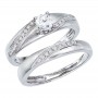 14K White Gold Qpid .57 Ct Diamond Satin Finish Bridal Ring Set