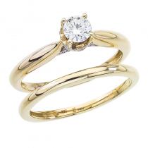 14K Yellow Gold Qpid .51 Ct Diamond Crown Bridal Ring Set