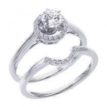 14K White Gold Qpid .63 Ct Diamond Bridal Ring Set