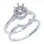 14K White Gold Qpid .12 Ct Diamond Halo Semi Mount Bridal Ring Set