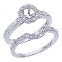 14K White Gold Qpid .30 Ct Diamond Halo Semi Mount Bridal Ring Set