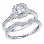 14K White Gold Qpid .95 Ct Diamond Princess Bridal Ring Set