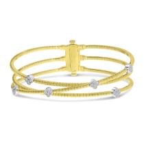 14K Yellow Gold Diamond Clover Triple Flexible Bracelet