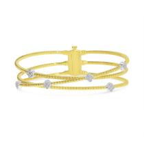 14K Yellow Gold Diamond Clover Triple Flexible Bracelet