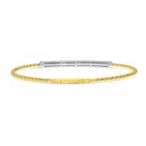 14K Two Tone Gold Diamond Pave Bar Flex Bracelet