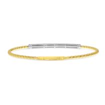 14K Two Tone Gold Diamond Pave Bar Flex Bracelet