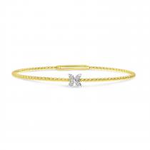 14K Two Tone Gold Diamond Flower Flex Bracelet
