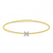 14K Two Tone Gold Diamond Flower Flex Bracelet