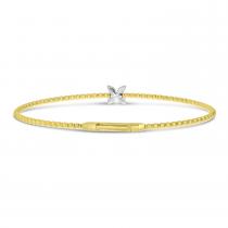 14K Two Tone Gold Diamond Flower Flex Bracelet