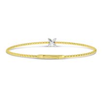 14K Two Tone Gold Diamond Flower Flex Bracelet