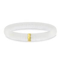14K Yellow Gold White Ceramic Wave Stretch Bracelet