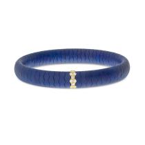 14K Yellow Gold and Diamond Ceramic Navy Stretch Bracelet