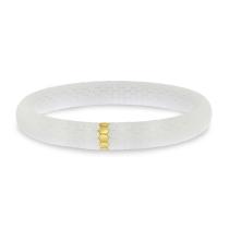 14K Yellow Gold Ceramic White Snake Stretch Bracelet