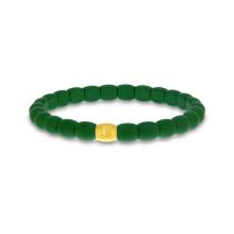 14K Yellow Gold Ceramic Green Barrel Stretch Bracelet
