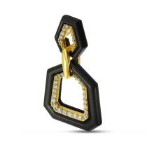 14K Yellow Gold Diamond Black Ceramic Geometric Pendant