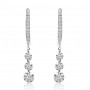14K White Gold Triple Diamond 1.04 Ct Dashing Diamond Earrings