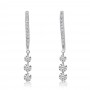 14K White Gold Triple Diamond .56 Ct Dashing Diamond Earrings