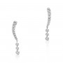 14K White Gold Triple Pierced Diamond Ear Climber Dashing Diamond Earrings