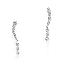 14K White Gold Triple Pierced Diamond Ear Climber Dashing Diamond Earrings